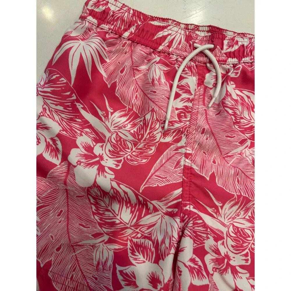 Janie‎ and Jack Swim Trunks Pink Tropical Hibiscus Floral Boys Swimwear bin c